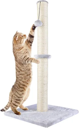 Miniatura 18 de Dimaka - Rascador de gato de 29 pulgadas de alto, con cuerda de sisal y cubierto con suave felpa suave, rascador vertical [estiramiento completo]