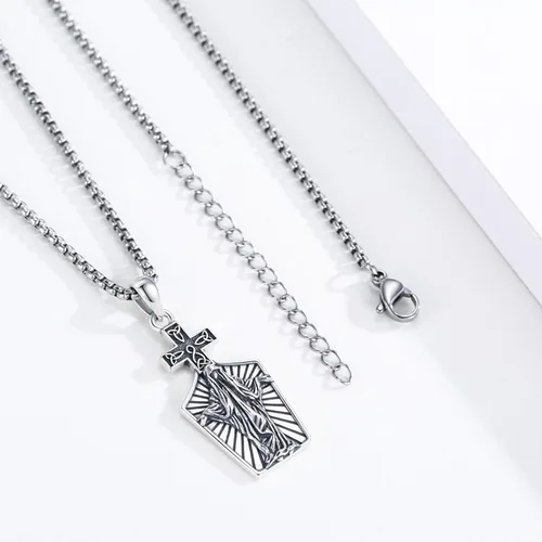 Miniatura 172 de Collar con colgante de plata de ley 925 con medalla de San Patrón, joyería religiosa para hombres y mujeres, con cadena de acero inoxidable 316L