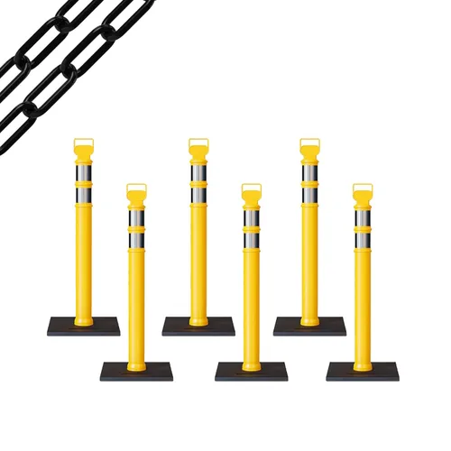Miniatura 88 de Trafford Industrial - Paquete de 6 postes de delineador de 45 pulgadas, collares reflectantes de 3 pulgadas, base de goma de 10 libras