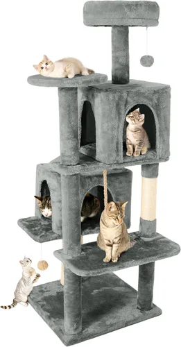 Miniatura 11 de Torre de árbol para gatos de varios niveles de 54 pulgadas con hamaca, condominios y postes rascadores, muebles grandes para gatos