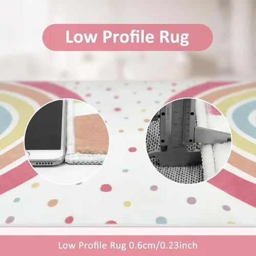 Miniatura 6 de STARUIA Alfombra lavable de arco iris para guardería de niñas, alfombra pequeña de 3 x 5 pies, alfombras de área coloridas para dormitorio de niños