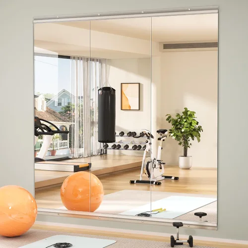 Miniatura 33 de Hasipu 3 piezas de espejos para gimnasio en casa de 48''x24'', espejos grandes de cuerpo entero montados en la pared para yoga, baile, fitness
