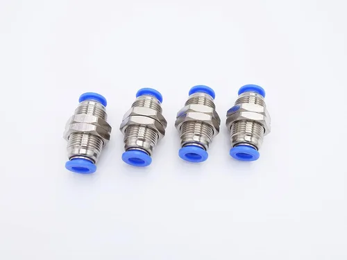 Empuje para conectar, tubo de 1/4 "OD, conector bidireccional de unión de mamparo de aire neumático de agua (paquete de 4)