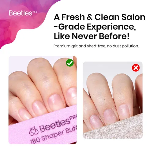 Miniatura 6 de Beetles Pro - Bloque de lijado de uñas, 50 unidades, 180, lima pulidora de grano 180, lima de uñas de 4 lados, lima de manicura de pedicura y arte