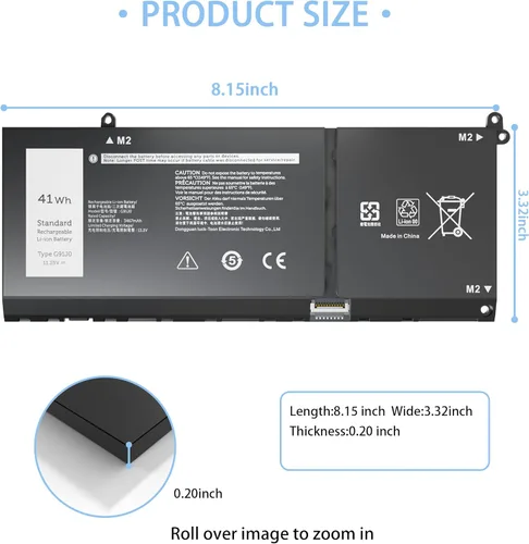 Miniatura 3 de 41Wh G91J0 JGCCT N9XX Batería de repuesto para Dell Latitude 3520 3420 3320 3330 Inspiron 3510 3511 3515 3525 3530 5310 5410 5418 5510 5515 5518 14
