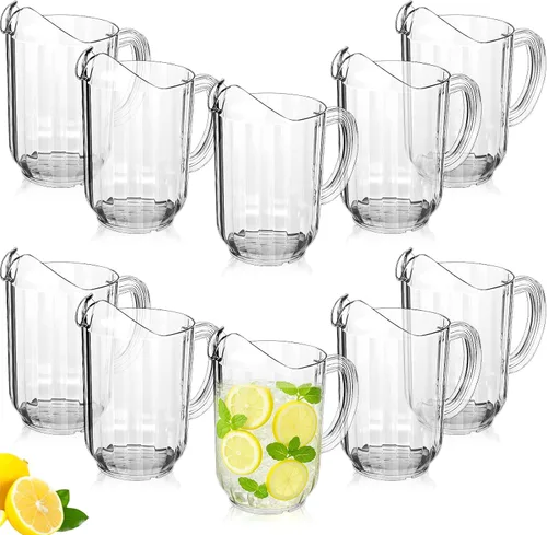 Miniatura 11 de Tessco for you - 1 jarra de plástico transparente de 60 onzas para restaurante, jarra de agua grande, jarra para servir leche, té, jugo de bebida