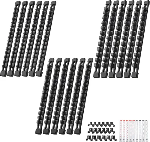 Miniatura 17 de Reniteco Organizador de Enchufes ABS - Juego de Soportes de Enchufes Gris, Juego de 12 Piezas de Soportes de Enchufes de Calidad Premium 1/4