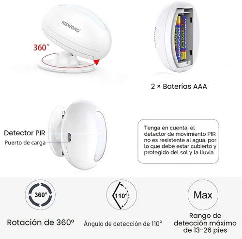 Miniatura 3 de Timbre de puerta con sensor de movimiento inalámbrico: timbre de entrada de negocios, detector de movimiento para interiores zumbador