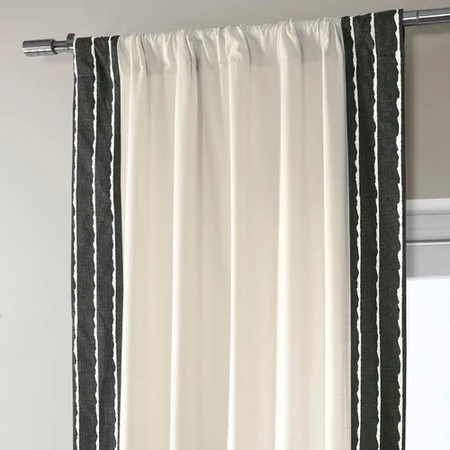 Miniatura 5 de HPD Half Price Drapes Cortinas de algodón sólido con bordes para dormitorio y sala de estar, 50 x 108, DTCC-SB220601-108 (1 panel) Sharkskin Black