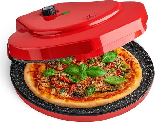 Miniatura 8 de MisterChef Máquina de pizza para encimera, mini horno de pizza de 1450 W, horno para hacer pizza con placa de cerámica antiadherente de 12 pulgadas