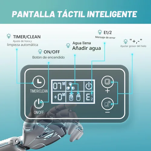 Miniatura 5 de EUHOMY Máquina para hacer cubitos de hielo de encimera, 2 maneras de añadir agua, 45 libras/día, 24 piezas listas en 13 minutos, compacta portátil