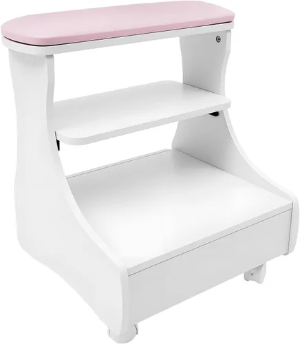 Miniatura 10 de Bepritm - Pie de pedicura portátil, taburete de pedicura ajustable con estante extraíble y ruedas, soporte de descanso multifuncional, estación