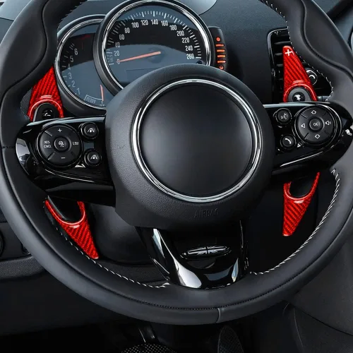 Miniatura 4 de AIRSPEED Extensiones de fibra de carbono para volante de palanca de cambios, accesorios interiores para Mini Cooper Clubman F54 F55 F56 F57 F60 rojo