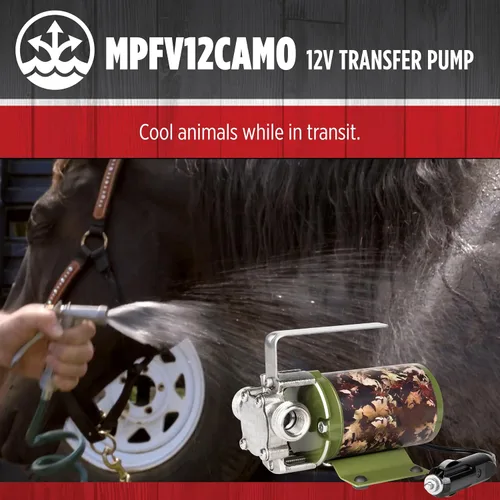 Miniatura 8 de Red Lion MPFV12CAMO 14942008 Bomba de transferencia multiusos no sumergible de 12 V, 300 GPH con adaptador de corriente para vehículo, camuflaje