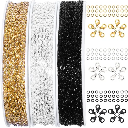 Miniatura 25 de Jishi Cadena de serpiente de oro de 33 pies de 0.047 in, cadenas para hacer joyas, collares, pulseras, suministros de joyería, hallazgos – Rollo
