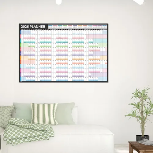 Miniatura 6 de Calendario de Pared Anual 2026 - Calendario de Pared 2026, Ene.2026 - Dic.2026, Calendario Mensual de 12 Meses con Fechas Julianas, Varillas