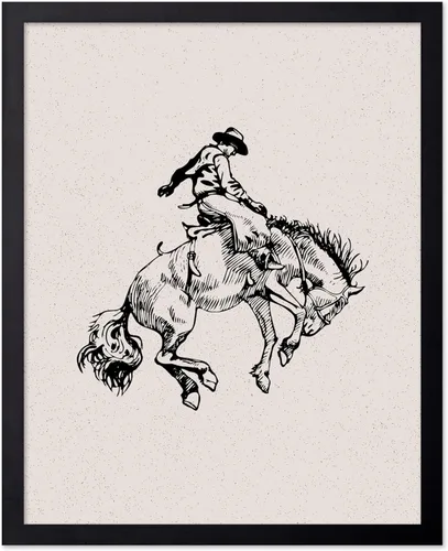 Miniatura 101 de Poster Master Póster de Rodeo marrón – Estampado retro de vaquero sobre caballo – Arte de vaquero – Arte occidental – Arte del salvaje oeste