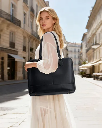 Miniatura 2 de LOVEVOOK: bolsa de mano para laptop para mujeres, bolsa de trabajo de cuero PU con 3 compartimentos, bolsa impermeable para computadora para viajes