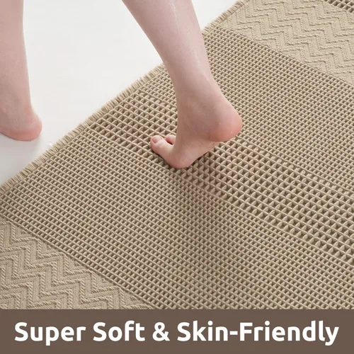 Miniatura 3 de AMOAMI Tapete de Baño de Waffle, Tapetes de Baño Súper Absorbentes para Baño, Alfombras de Baño Bohemias Antideslizantes Lavables, Tapete de Baño