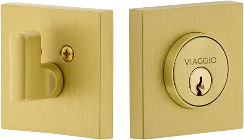 Miniatura 5 de Viaggio Quadrato Rosette - Cerrojo de seguridad de 2-3/4" de cilindro único en níquel satinado