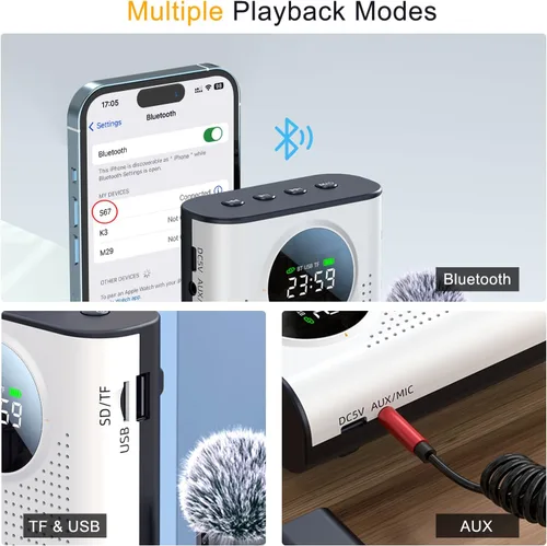 Miniatura 5 de Amplificador de voz Bluetooth para profesores W micrófono magnético de solapa inalámbrico, mini megáfono de 15 W para aula, sistema PA de altavoces