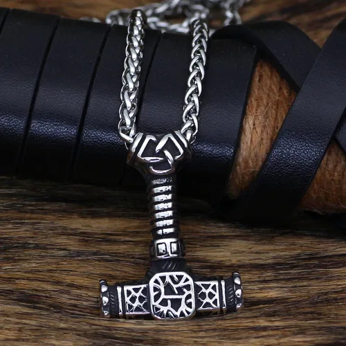 Miniatura 3 de Collar Nordic Viking Mjolnir Thor Hammer Valknut