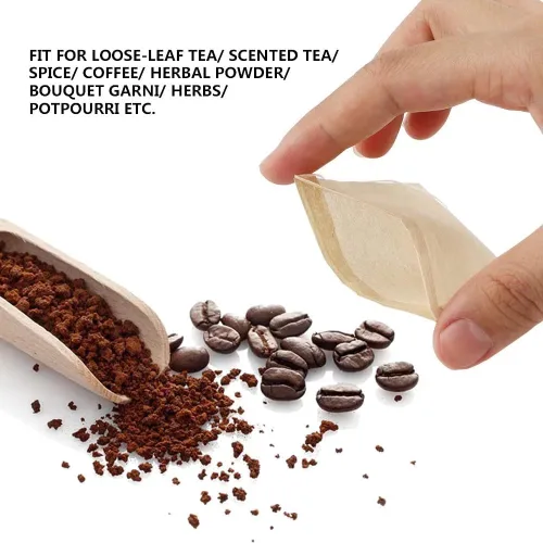 Miniatura 6 de 100 bolsas de té desechables marrones para té de hojas sueltas, bolsas de filtro de té sin blanquear con cordón y compostables, coladores y filtros