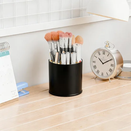 Miniatura 6 de Yieach Soporte giratorio de acrílico para brochas de maquillaje para tocador, encimera de baño, organizador de brochas de maquillaje redondas