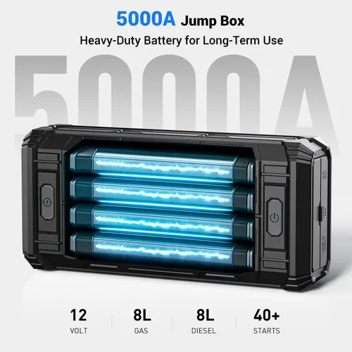 Miniatura 6 de AVAPOW TJ18 5000A batería arrancador portátil con pantalla HD de 4 pulgadas, PD de 18 W, carga rápida, caja de salto de 12 V, arrancador de batería