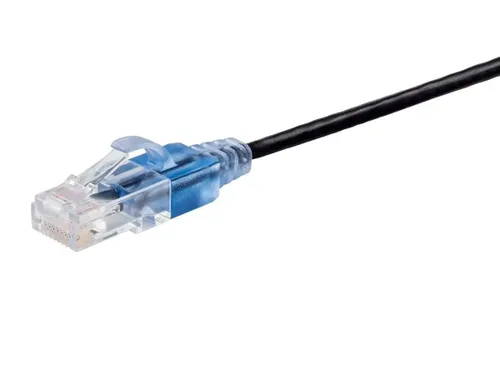 Monoprice Cat6A - Cable de conexión Ethernet de 6 pulgadas, negro, UTP, 30 AWG, 10G, cable de cobre puro desnudo, sin enganche, RJ45, serie SlimRun