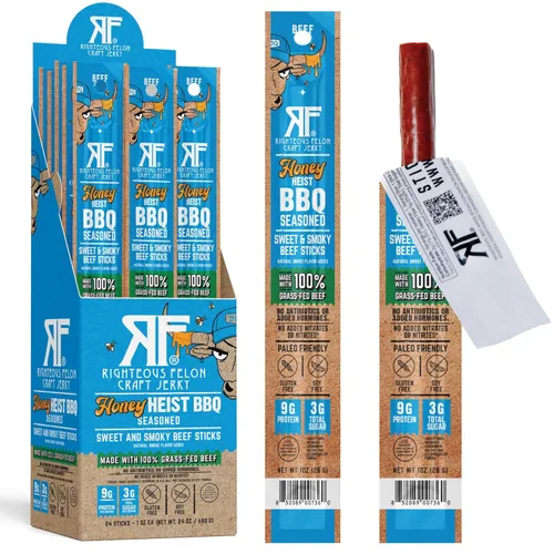 Miniatura 12 de Paquete de variedad de palitos de res Righteous Felon Snack saludable para adultos Sin gluten y ceto Bajo en azúcar y alto en proteínas