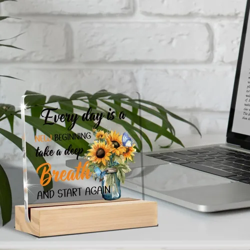 Miniatura 4 de Regalos inspiradores para mujeres y hombres, girasol, decoración del hogar, citas positivas, escritorio de oficina, letreros decorativos, placas
