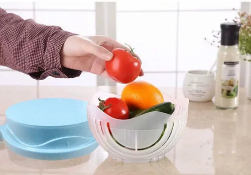 Miniatura 5 de Cortador de ensalada 2 en 1 y picador de verduras, máquina rápida de 60 segundos, plástico de grado alimenticio sin BPA, rebanador manual fácil