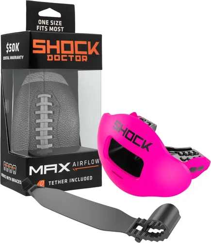 Miniatura 16 de Shock Doctor Protector Labial, Protector Bucal para Adultos y Jóvenes de Fútbol Americano con Correa, Boquilla de Fútbol Americano Transpirable