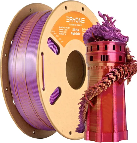 Miniatura 30 de ERYONE Filamento de ácido poliláctico (PLA) de seda bicolor para impresora 3D, de 1.75 mm +/- 0.03 mm, carrete de cartón de 1 kg (2.2 libras)