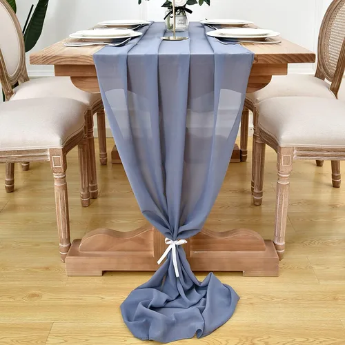Miniatura 7 de Camino de mesa de gasa de 10 pies, 27 x 120 pulgadas, romántica tela transparente para decoraciones de boda, baby shower, fiesta de cumpleaños