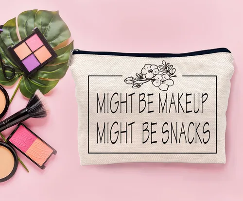 Miniatura 2 de Might Be Makeup Might Be Snacks - Bolsa de maquillaje divertida para cosméticos, bolsa con cremallera, bolsa de artículos de tocador, regalos