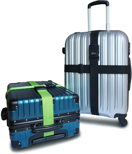 Miniatura 6 de 2 correas de equipaje de 78 x 2 pulgadas, correas de equipaje anchas ajustables, accesorios de viaje, negro y cerradura de combinación