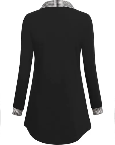 Miniatura 3 de Bebonnie Blusa casual de manga larga con cuello en V y solapa para mujer con botones