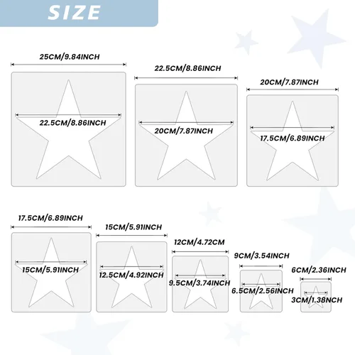 Miniatura 2 de Plantilla de estrella grande para pintar Plantilla de estrella de 5 puntas Plantillas de plástico reutilizables, para decoración del hogar, artes