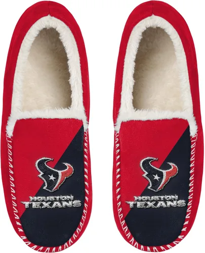Miniatura 8 de FOCO NFL - Pantuflas tipo mocasín unisex para adultos, con licencia oficial, con logotipo primario, con forro de sherpa