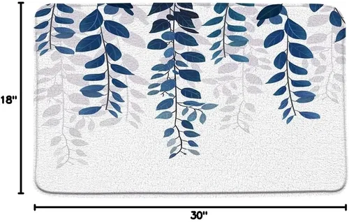Miniatura 2 de Tapete de baño de eucalipto azul, acuarela, hojas florales, vides, ramas botánicas, hojas botánicas, plantas de salvia, plantas naturales