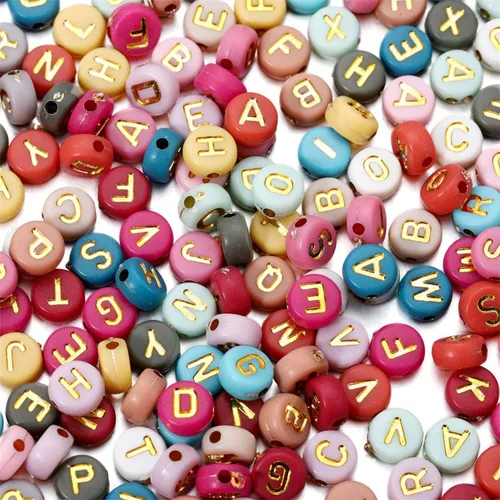 Miniatura 6 de 100-500 unids/bolsa de acrílico con letras del alfabeto, espaciador, cuentas sueltas hechas a mano para hacer joyas DIY, encontrar accesorios