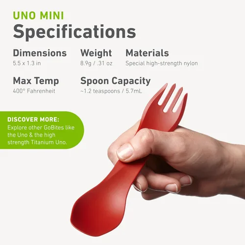 Miniatura 5 de Humangear GoBites Uno - Utensilios de cubiertos portátiles para equipo de campamento, accesorios de cocina para cocinar o lonchera, 1 paquete, verde