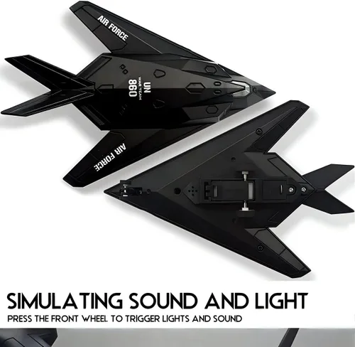 Miniatura 4 de Diecast Stealth Fighter Jet Metal Militar Avión Juguete – Modelo de aleación a escala 1:400 Avión táctico con acción de retroceso, luces y sonido