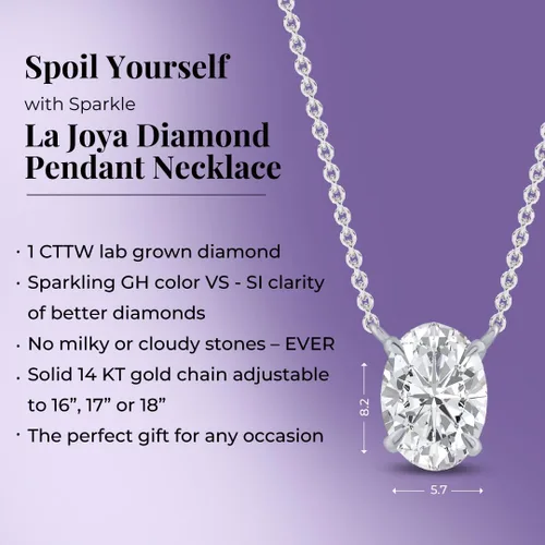 Miniatura 3 de La Joya Collares de diamantes de 1 quilate para mujer Collar de diamante solitario cultivado en laboratorio GH VS/SI Cadena de oro macizo