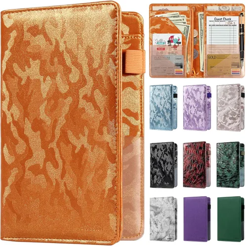 Miniatura 27 de Libreta de mesera para camarera, organizador de cuero con bolsillo con cremallera, folleto para personal de restaurante, soporte para cheques de Café