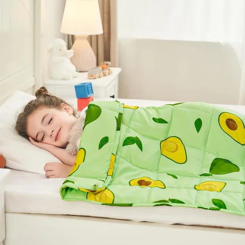 Miniatura 5 de yescool - Manta con peso de 7 libras, manta de regazo con peso refrescante de aguacates verdes para dormir, manta con peso transpirable para 60-80
