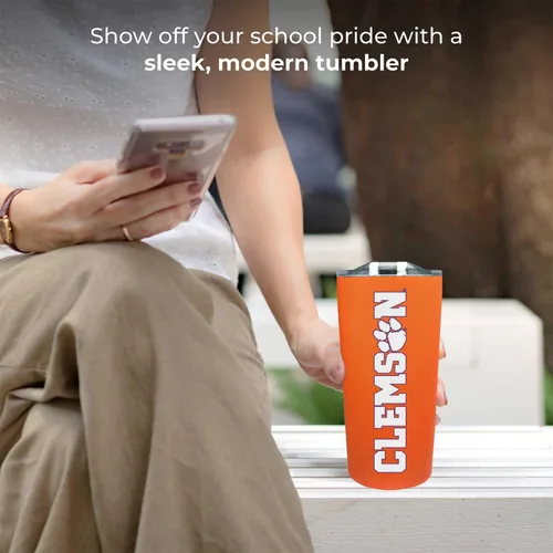 Miniatura 2 de Campus Colors Clemson Tigers NCAA - Vaso de acero inoxidable de 18 onzas con aislamiento de doble pared, con licencia oficial Naranja