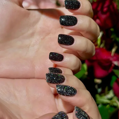 Miniatura 8 de COSMOO Esmalte de uñas de glitter negro de secado rápido, 12 ml, resistente a las astillas, vegano, de secado rápido, con vetas, de larga duración